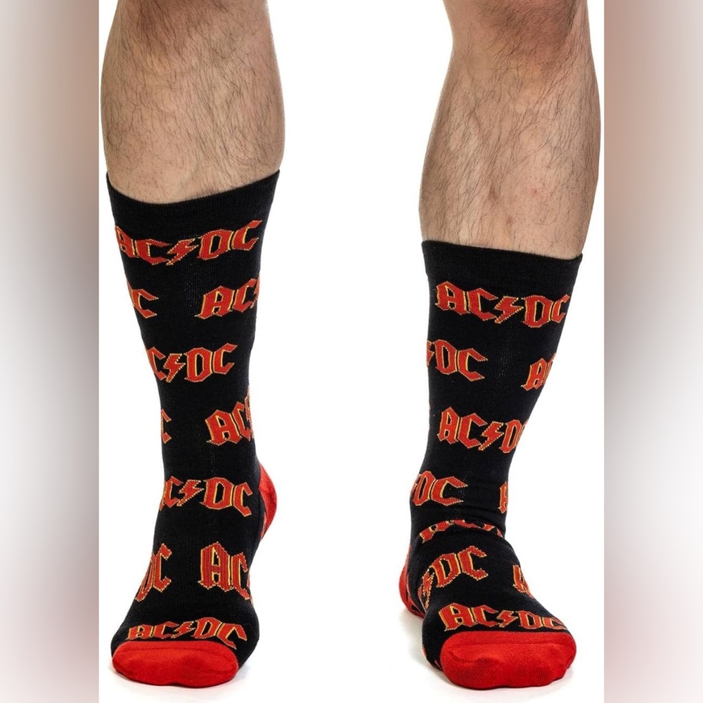 AC/DC Good Luck Socks Red Print Unisex 1 Pair Sock Adult Shoe Size 5-9